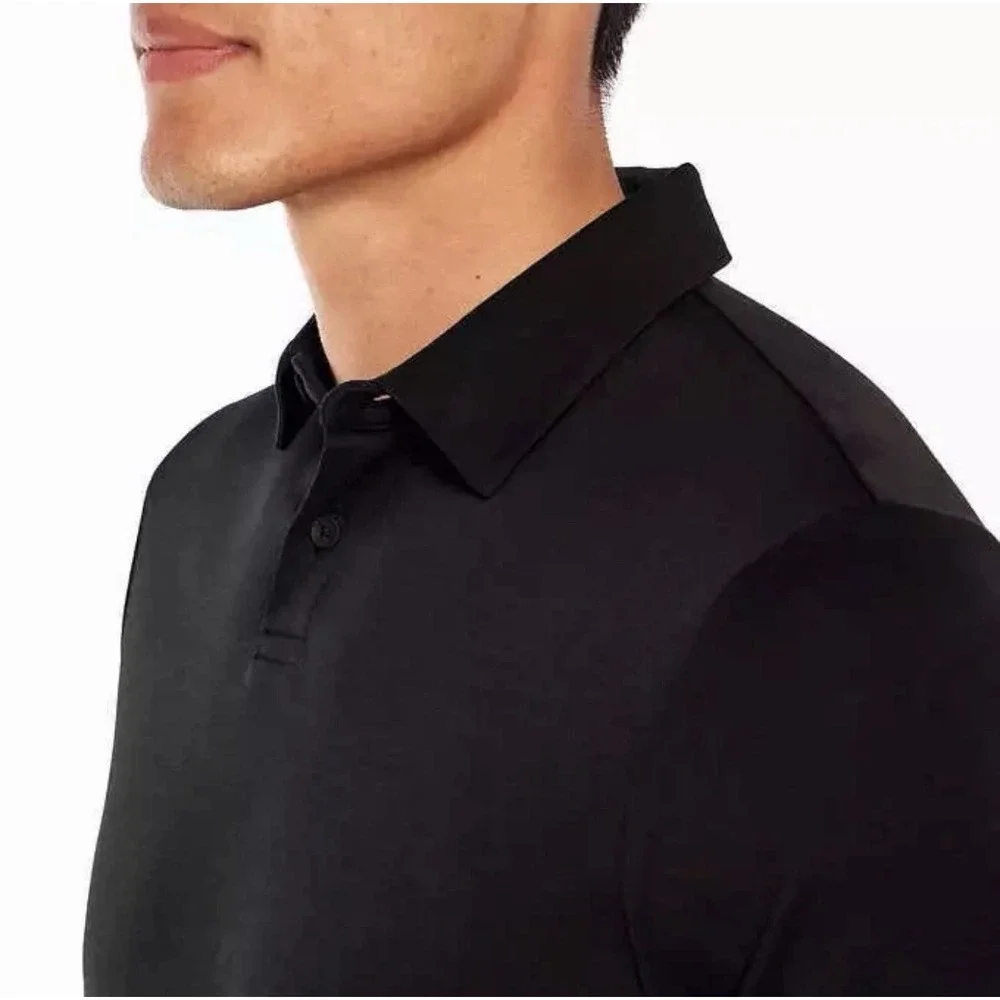 Banana Republic Men's Cotton Luxe Touch Polo Shirt, Black, Large